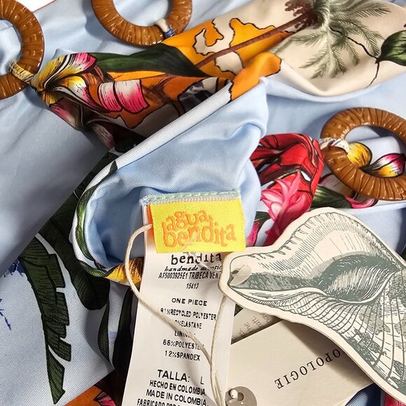 Agua Bendita Tribeca Ventura One-Piece Swimsuit, Scoop Back, Floral, Size Large - Picture 7 of 10